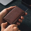 Magnetic suction aluminum case leather wallet----X5092
