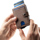 Custom men's leather aluminum box pop-up wallet——X5093