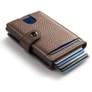 Custom men's leather aluminum box pop-up wallet——X5093