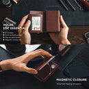 Magnetic suction aluminum case leather wallet----X5092