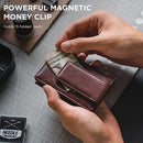 Magnetic suction aluminum case leather wallet----X5092