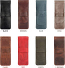 Genuine Leather Pen and Pencil Case with Tuck in Flap——X42709
