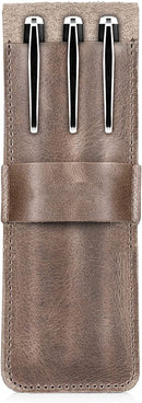 Genuine Leather Pen and Pencil Case with Tuck in Flap——X42709