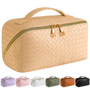 portable flat large opening makeup bag, waterproof makeup bag