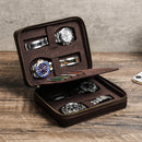 Retro Crazy Horse leather watch box handmade rectangular four-pack travel multi-card watch storage box