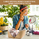 portable flat large opening makeup bag, waterproof makeup bag