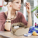 Cosmetic Bag for Women,Large Capacity Travel Cosmetic Bag,Portable Leather Toiletry Bag, P006