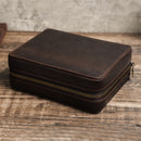 Retro Crazy Horse leather watch box handmade rectangular four-pack travel multi-card watch storage box