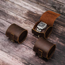 Crazy horse leather watch box single round creative watch case