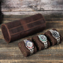 Watch Case Three Pack Crazy Horse Leather Oval Travel Portable Watch Case CF1146