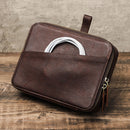 Crazy horse oil leather apple watch strap storage box outdoor travel convenient zipper watch strap case