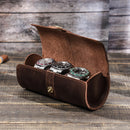 Crazy Horse Leather Watch Box Creative Round Buckle Three Pack
