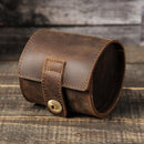 Crazy horse leather watch box single round creative watch case