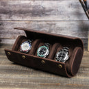 Watch Case Three Pack Crazy Horse Leather Oval Travel Portable Watch Case CF1146