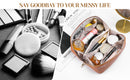 portable flat large opening makeup bag, waterproof makeup bag