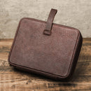 Crazy horse oil leather apple watch strap storage box outdoor travel convenient zipper watch strap case
