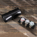 Leather watch box three-pack buckle convenient travel watch storage box round creative watch bag spot wholesale