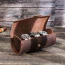 Crazy Horse Leather Watch Box Creative Round Buckle Three Pack