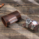 Crazy Horse Leather Watch Storage Box Two Packs Convenient Creative Round Magnetic Buckle Watch Box