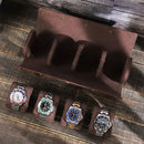 Retro Crazy Horse Leather Watch Box Multi-Pack Cylindrical Family Travel 4-Pack Watch Storage Box