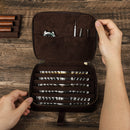 Crazy horse oil leather apple watch strap storage box outdoor travel convenient zipper watch strap case