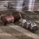 Crazy Horse Leather Watch Box Creative Round Buckle Three Pack
