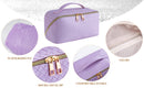 portable flat large opening makeup bag, waterproof makeup bag