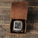 Crazy horse leather watch box single round creative watch case