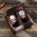 Vintage Crazy Horse Leather Watch Box Travel Couple Watch Box