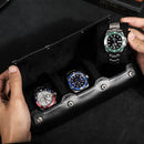 Watch Box Three Pack Black Leather Watch Box Outdoor Travel Watch Box