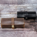 Leather watch case 3pcs round buckle outdoor travel watch case CF1117B