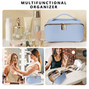 Cosmetic Bag for Women,Large Capacity Travel Cosmetic Bag,Portable Leather Toiletry Bag, P006