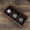 Watch Case Three Pack Crazy Horse Leather Oval Travel Portable Watch Case CF1146