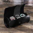 Leather watch box three-pack buckle convenient travel watch storage box round creative watch bag spot wholesale