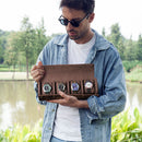 Retro Crazy Horse Leather Watch Box Multi-Pack Cylindrical Family Travel 4-Pack Watch Storage Box