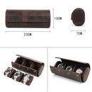 Watch Case Three Pack Crazy Horse Leather Oval Travel Portable Watch Case CF1146