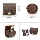 Crazy horse leather watch box single round creative watch case