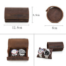 Crazy Horse Leather Watch Storage Box Two Packs Convenient Creative Round Magnetic Buckle Watch Box