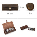 Crazy Horse Leather Watch Box Creative Round Buckle Three Pack