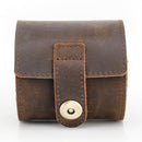 Crazy horse leather watch box single round creative watch case
