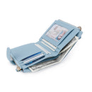 Womens Small Bifold Leather Wallets Rfid Ladies Wristlet with Card slots id window Zipper Coin Purse b19-765