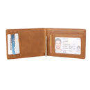 Mens Slim Wallet with Money Clip Front Pocket RFID Blocking Thin Bifold Leather Card Holder Minimalist Mini Billfold b21-124