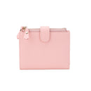 Womens Small Bifold Leather Wallets Rfid Ladies Wristlet with Card slots id window Zipper Coin Purse b19-765
