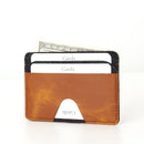 RFID card holder slim design stamp your logo crazy horse front pocket leather card holder  B18-497